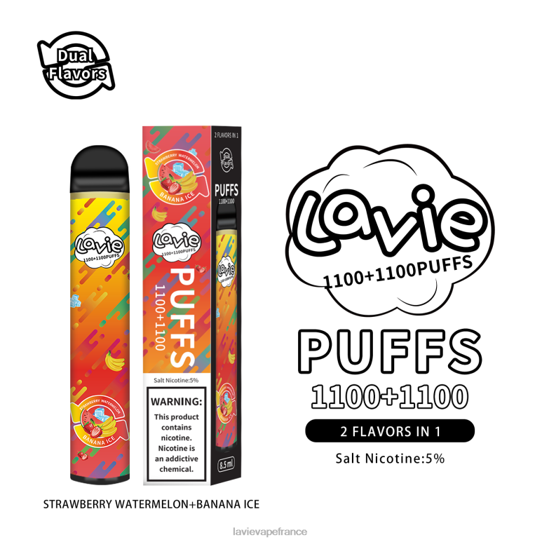 LAVIE BAR Switch 2200 bouffées glace fraise pastèque/banane R6JZB295 - Lavie Vape Magasin
