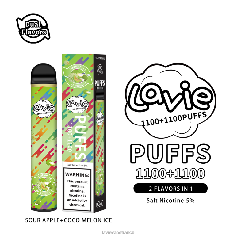 LAVIE BAR Switch 2200 bouffées glace pomme aigre/coco melon R6JZB297 - Lavie Vape France